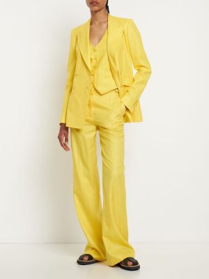 Spodnie z wysoką talią wełniane Gabriela Hearst żółte