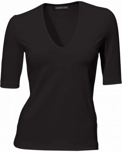 Jednofarebné priliehavé tričko s výstrihom do v Heine - čierna