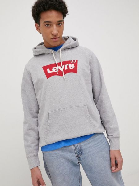 Pamučna hoodie s kapuljačom Levi's® siva