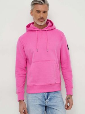 Суичър с качулка с апликация Calvin Klein Jeans розово