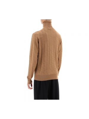 Jersey cuello alto de seda con cuello alto de tela jersey Dolce & Gabbana marrón