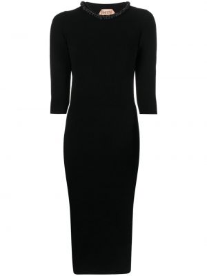 Krištáľové pletené midi šaty N°21 čierna