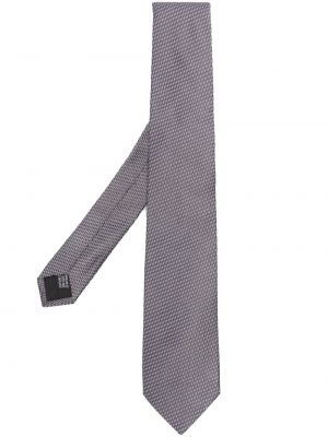 Cravată de mătase cu imprimeu geometric din jacard Lanvin gri