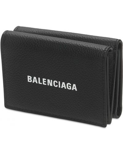 Кожено портмоне с принт Balenciaga черно