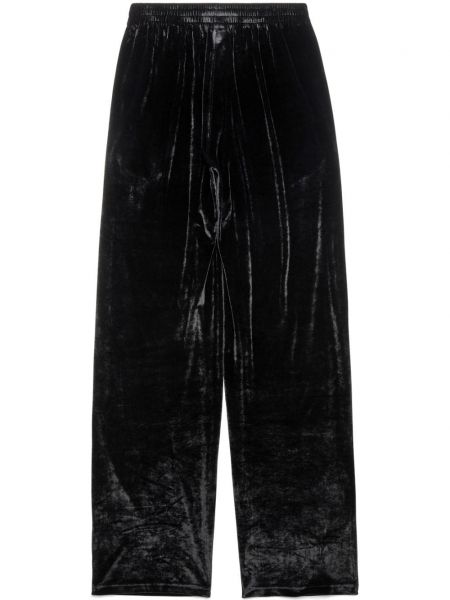 Žametne ravne hlače iz rebrastega žameta Balenciaga črna