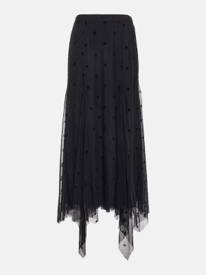 Tylová bodkovaná midi sukňa Givenchy čierna