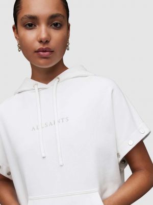 Pamučna hoodie s kapuljačom Allsaints bijela