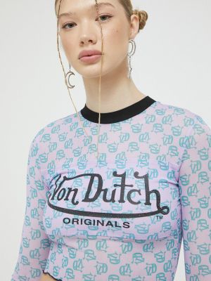 Fialové tričko s dlouhým rukávem s dlouhými rukávy Von Dutch