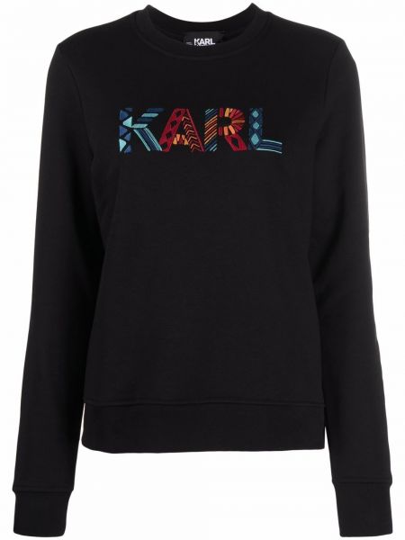 Sweatshirt med broderi Karl Lagerfeld svart