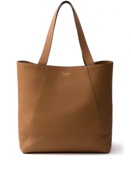 Læder shopping bag Prada brun