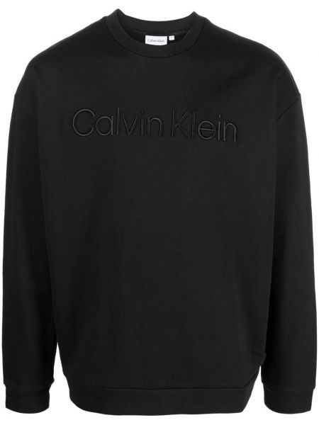 Hímzett pulcsi Calvin Klein fekete