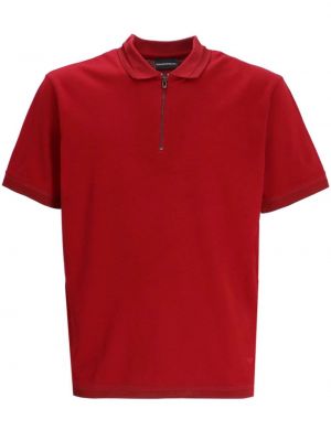 Памучна поло тениска с цип Emporio Armani червено