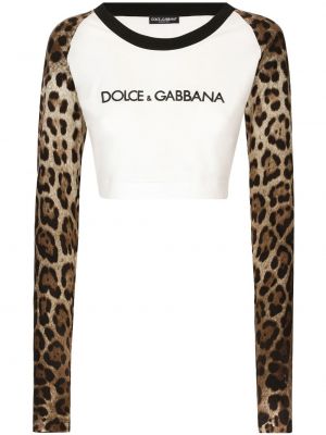 Koszulka bawełniana z nadrukiem w panterkę Dolce And Gabbana