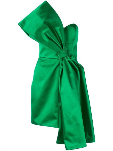 Satynowa sukienka koktajlowa z kokardką Paule Ka zielona