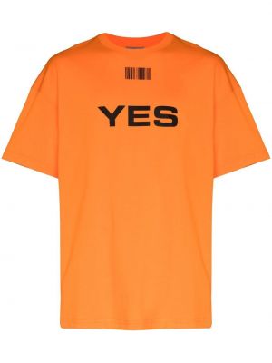 Тениска с принт Vtmnts оранжево