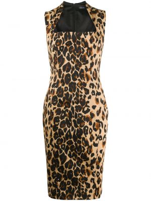 Vestido midi ajustado con estampado leopardo Mugler