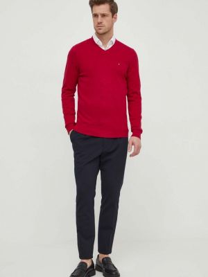 Sweter bawełniany Tommy Hilfiger bordowy