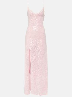 Μάξι φόρεμα με δαντέλα Staud ροζ