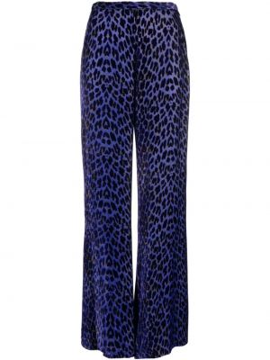 Zamatové nohavice s potlačou s leopardím vzorom Forte Forte fialová
