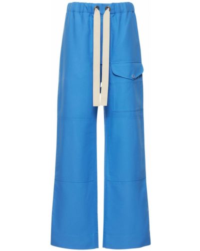 Pantaloni cu talie înaltă din viscoză Stella Mccartney albastru