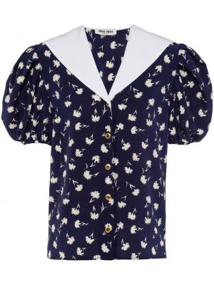 Bluza s cvetličnim vzorcem s potiskom Miu Miu