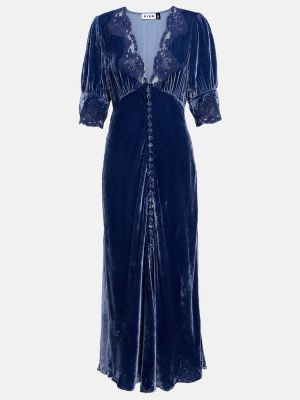 Aksamitna sukienka midi Rixo niebieska