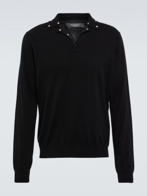 Кашмирен вълнен пуловер Versace черно