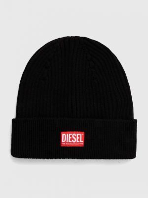 Dzianinowa czapka wełniana Diesel czarna