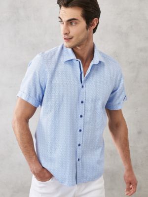 Slim fit priliehavá košeľa s potlačou Altinyildiz Classics modrá