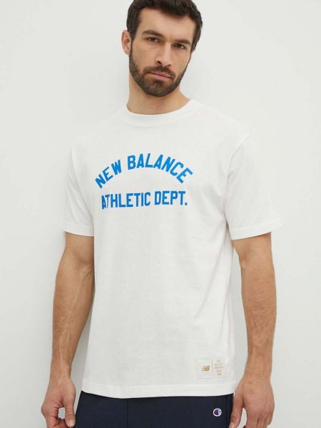 Pamučna majica New Balance bež