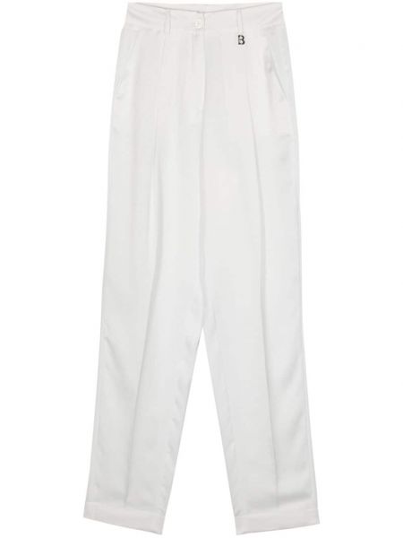 Satenske hlače s prešanim naborom Blugirl bijela