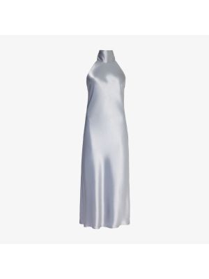 Атласное платье миди Sienna с воротником-халтером Galvan London синий