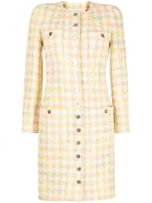 Tvídový vlnený kabát Chanel Pre-owned žltá