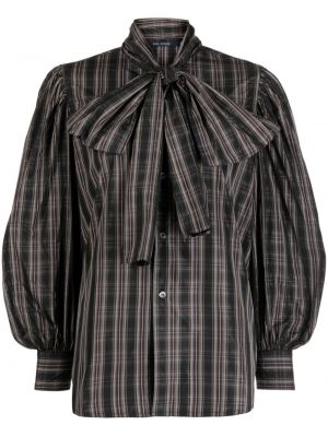 Kockovaná košeľa s mašľou Sofie D'hoore čierna