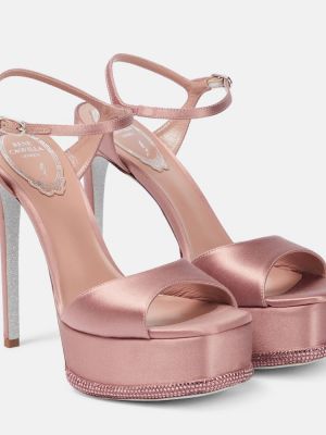 Satenaste sandali s platformo Rene Caovilla roza