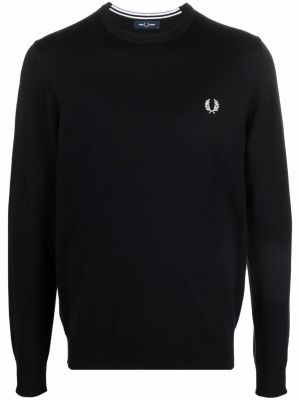 Strikket brodert lang genser Fred Perry svart