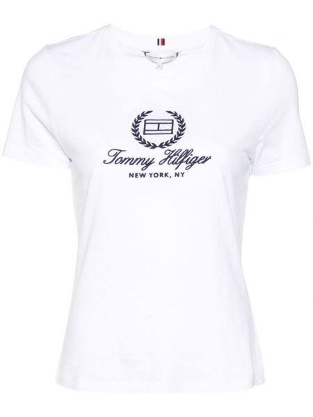 Broderet t-shirt Tommy Hilfiger hvid