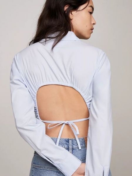 Короткая блузка с вырезом на спине Tommy Jeans серая