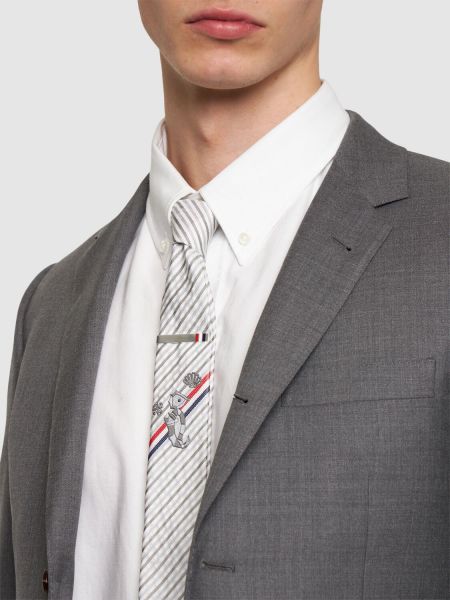 Krawat Thom Browne srebrny