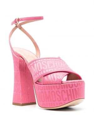 Sandály na platformě s potiskem Moschino růžové