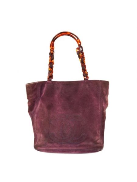 Retro wildleder shopper handtasche Chanel Vintage lila
