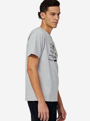 Bavlněné tričko s potiskem New Balance šedé