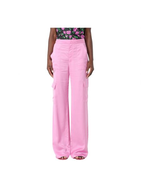 Satynowe spodnie z kieszeniami Chiara Ferragni Collection różowe