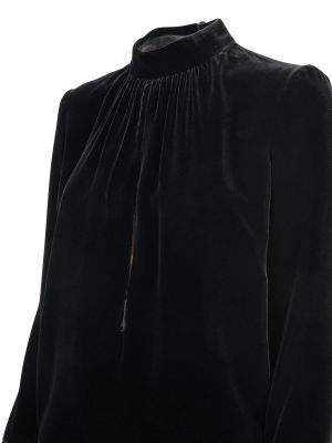 Viskózové sametové hedvábné mini šaty Saint Laurent černé