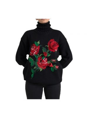 Jersey cuello alto de lana de flores con cuello alto Dolce & Gabbana