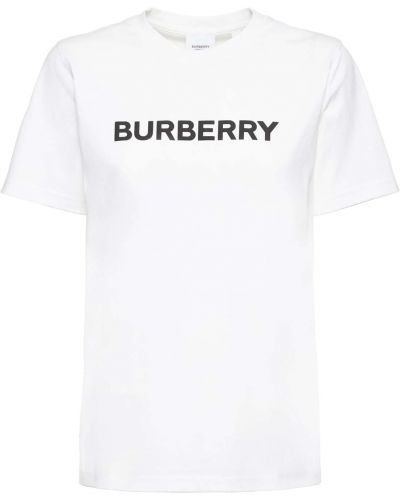 Тениска с принт от джърси Burberry бяло