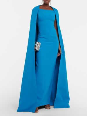 Robe longue en crêpe Safiyaa bleu