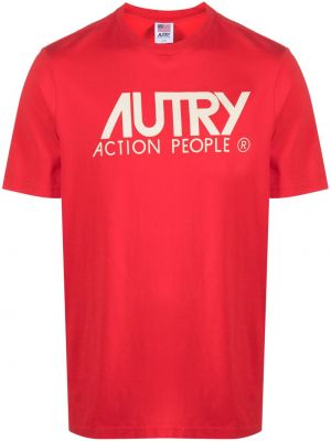 Bavlněné tričko s potiskem Autry červené