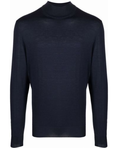 Jersey cuello alto de punto con cuello alto de tela jersey Canali azul