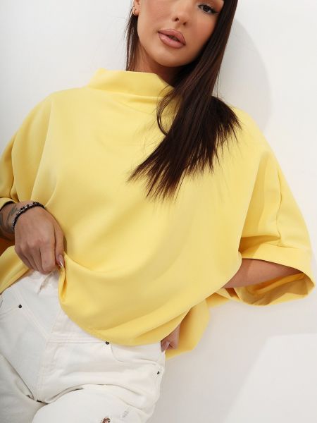 Bluză cu guler de stand-up oversize Fasardi galben